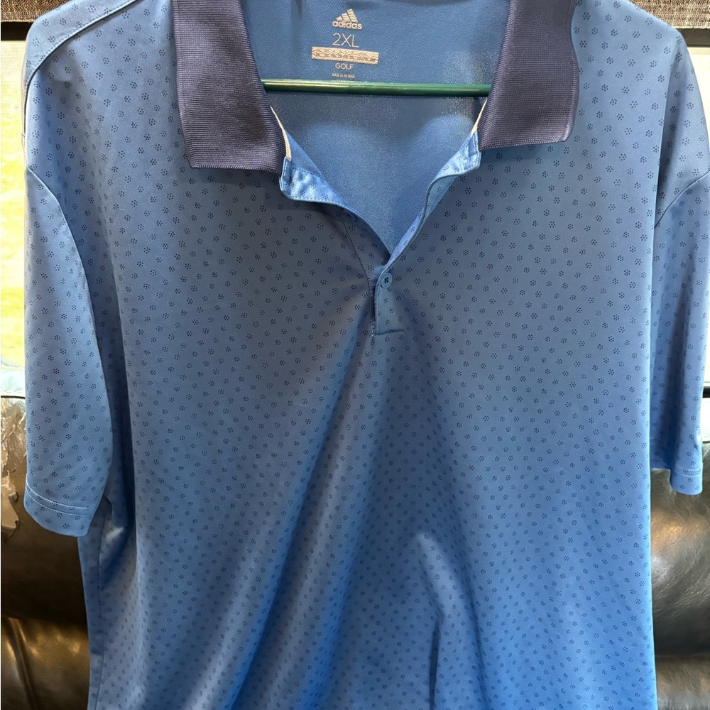 Adidas Men's Blue Pattern Polo Shirt